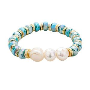 Tigerstars Fresh Water Pearl Bead Stretch Bracelet